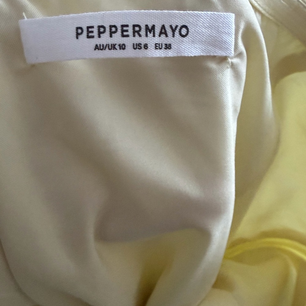 Peppermayo Strapless Maxi Dress in Pale Yellow with High Slit - Picture 3 of 3